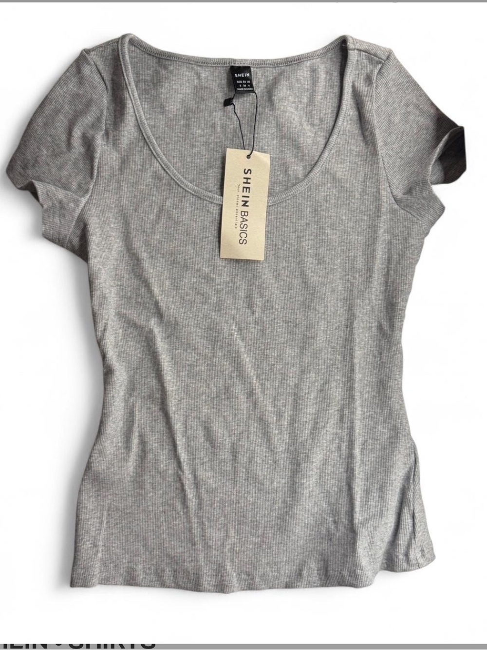 SHEIN Grey Scoop Neck Short Sleeve Tee